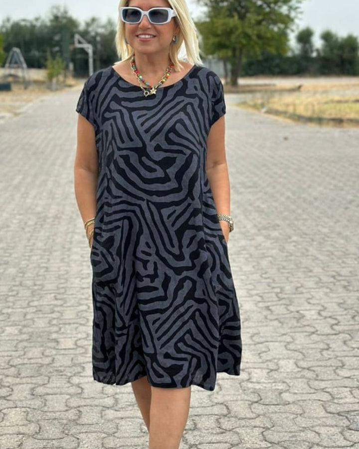 Natalie | Damska letnia sukienka plażowa midi z okrągłym dekoltem foto 3