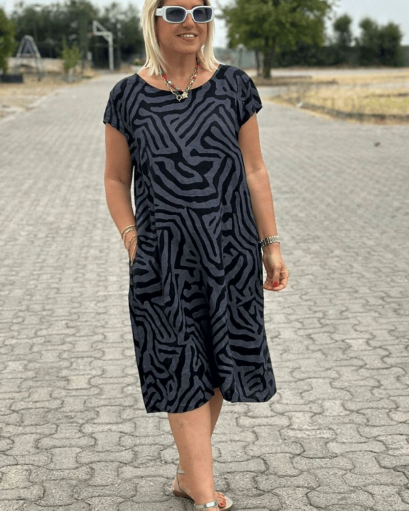 Natalie | Damska letnia sukienka plażowa midi z okrągłym dekoltem foto 4