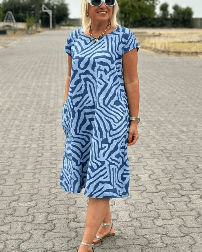 Natalie | Damska letnia sukienka plażowa midi z okrągłym dekoltem foto 6