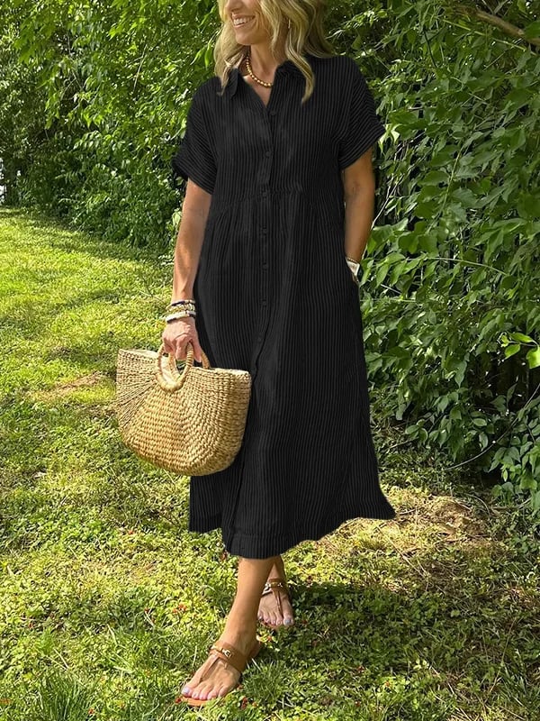 Elizabeth | Damska letnia bawełniana sukienka maxi z listwą guzików foto 8