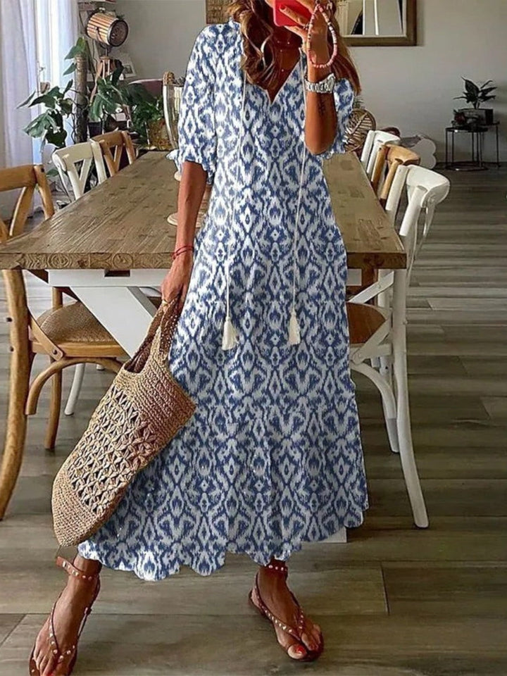 Eleanor | Damska letnia sukienka maxi boho z dekoltem V foto 1