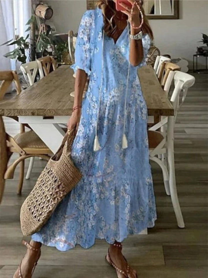 Eleanor | Damska letnia sukienka maxi boho z dekoltem V foto 5