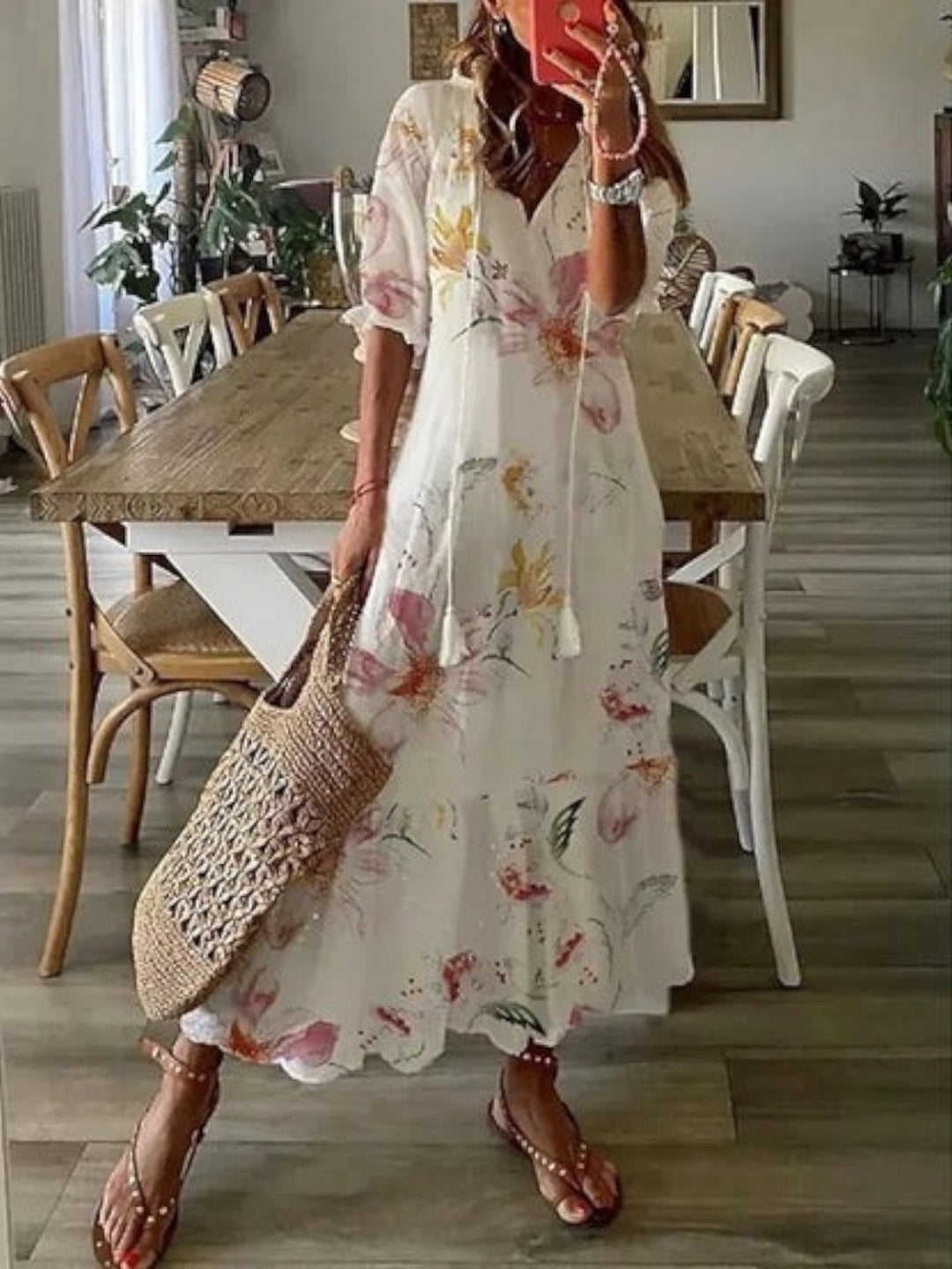 Eleanor | Damska letnia sukienka maxi boho z dekoltem V foto 6