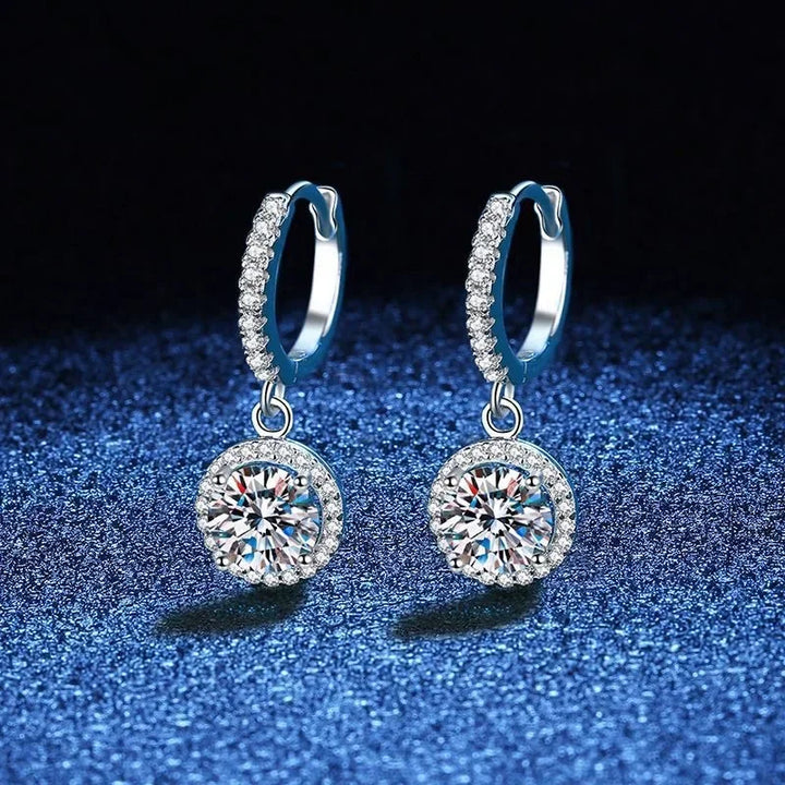 Kolczyki Moissanite 1 Karat w kolorze srebra Prób 925