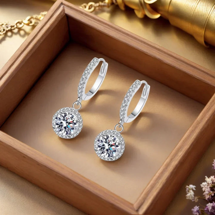 Kolczyki Moissanite 1 Karat w kolorze srebra Prób 925