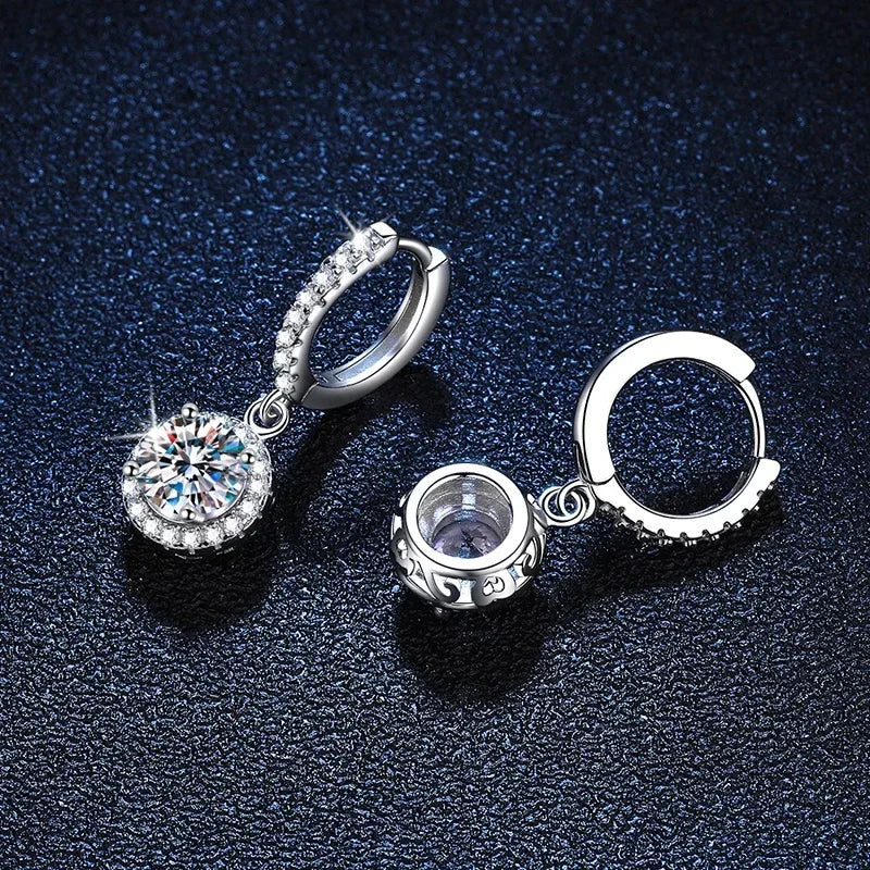 Kolczyki Moissanite 1 Karat w kolorze srebra Prób 925