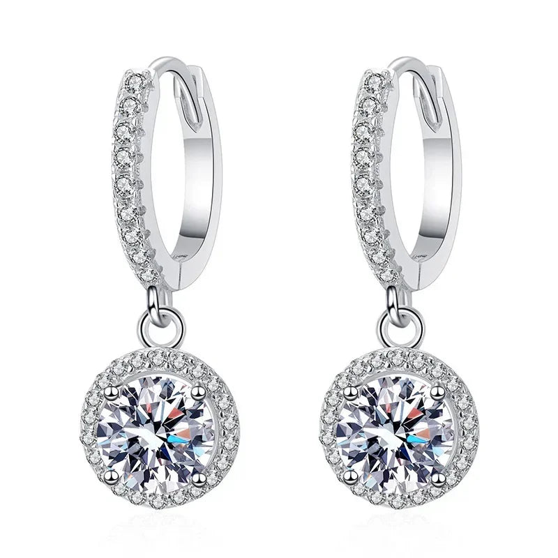 Kolczyki Moissanite 1 Karat w kolorze srebra Prób 925