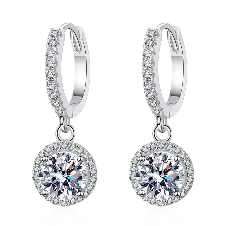 Kolczyki Moissanite 1 Karat w kolorze srebra Prób 925