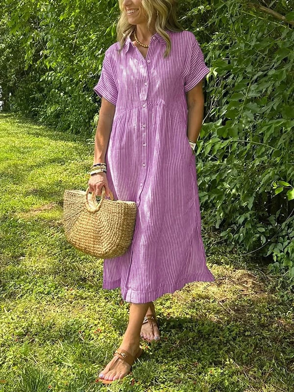 Elizabeth | Damska letnia bawełniana sukienka maxi z listwą guzików foto 6