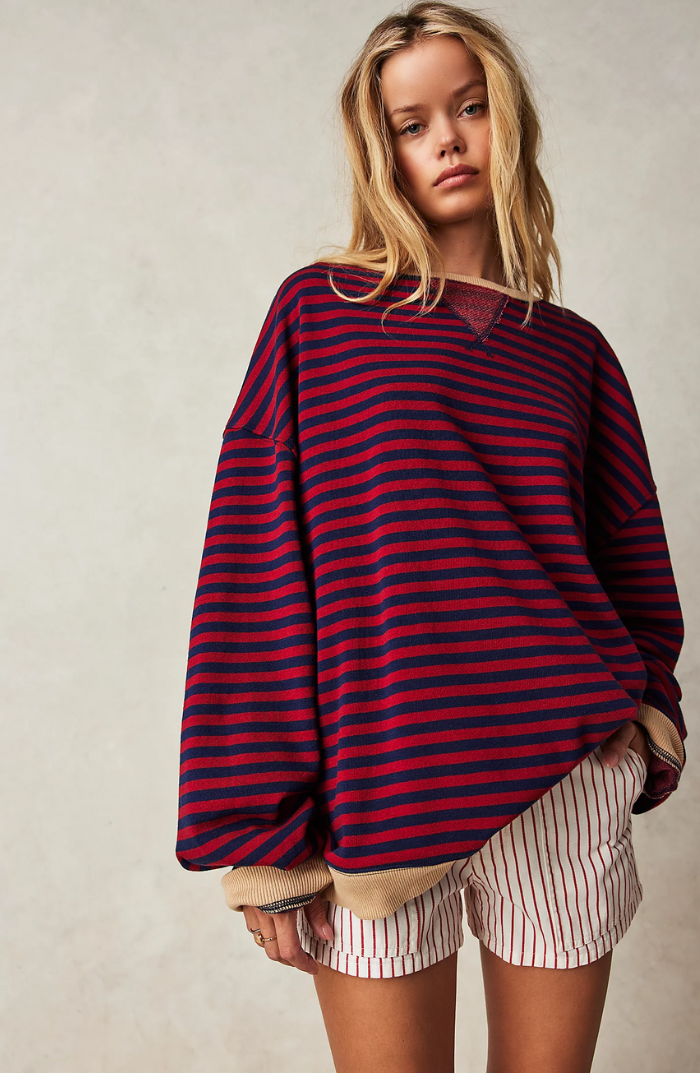 Camila | Damski sweter oversize w paski z grubej dzianiny foto 5
