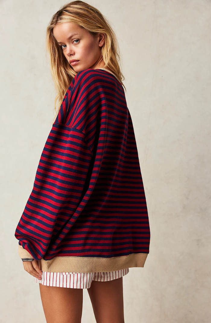 Camila | Damski sweter oversize w paski z grubej dzianiny foto 6