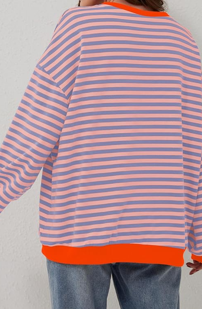 Camila | Damski sweter oversize w paski z grubej dzianiny foto 9