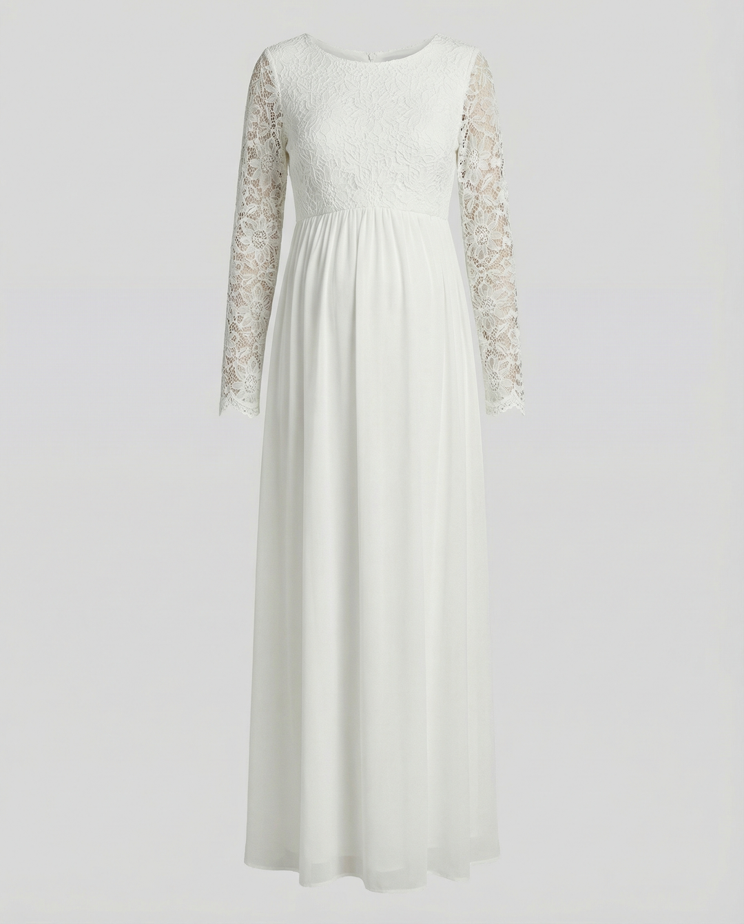 Ausschnitte, Spitze, Chiffon, Rundhalsausschnitt, lange Ärmel, (4)