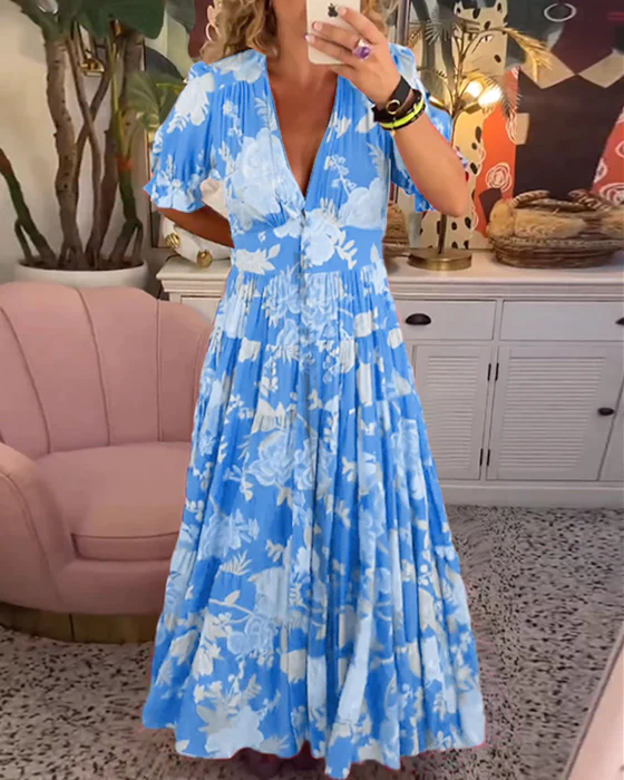 Charmantes Blumen Kleid Summer dress w kolorze Niebieski