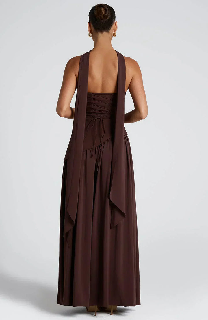 Damen Asymmetrisches Maxi Kleid für w kolorze Brązowy 3