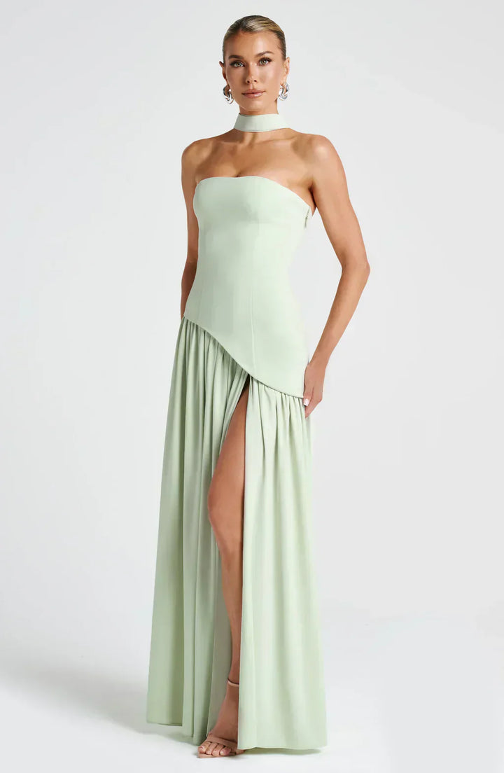 Damen Asymmetrisches Maxi Kleid für w kolorze Zielony 2