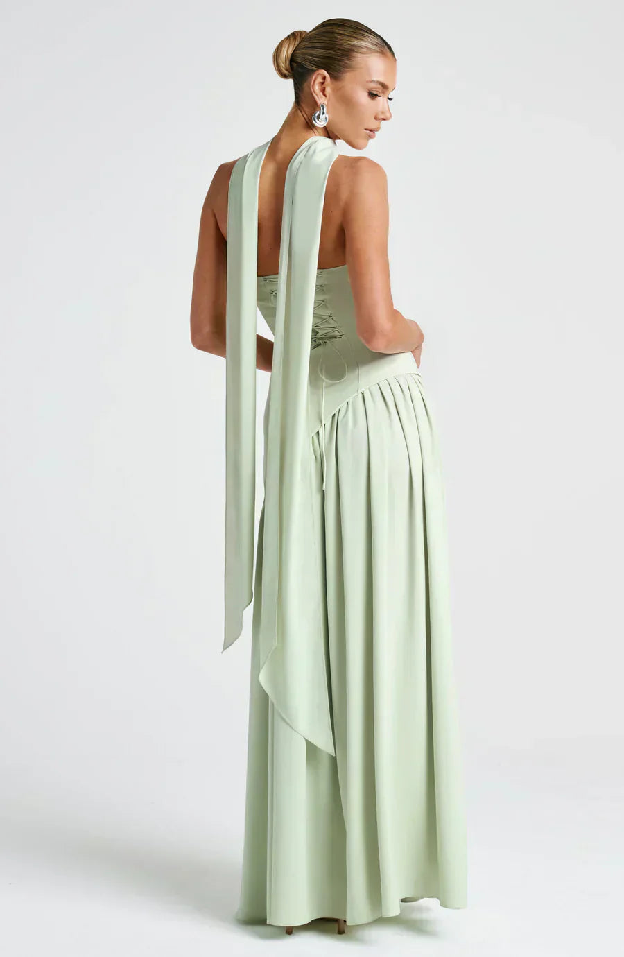 Damen Asymmetrisches Maxi Kleid für w kolorze Zielony 3