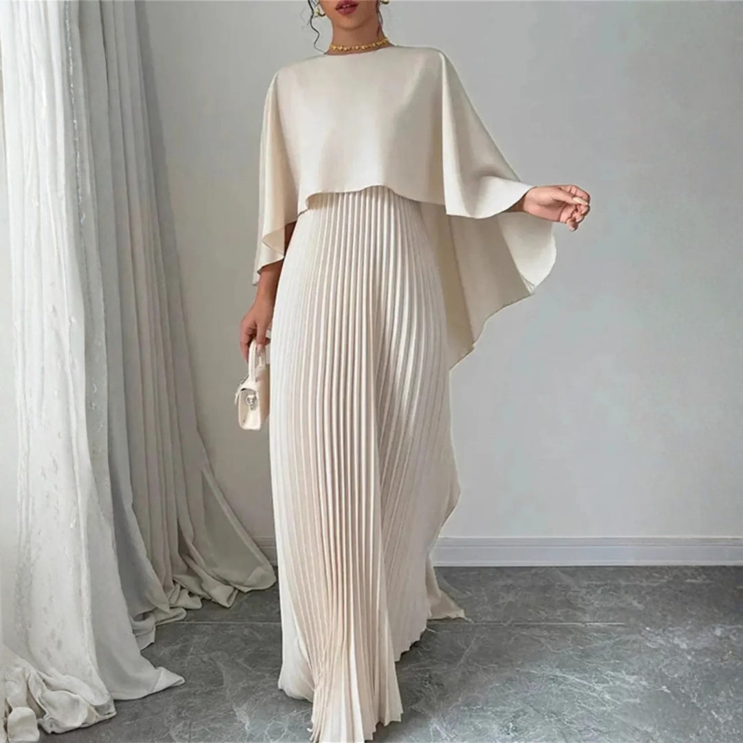 Damen Hochzeitsgast Gefaltetes Cape Maxikleid w kolorze Beżowy