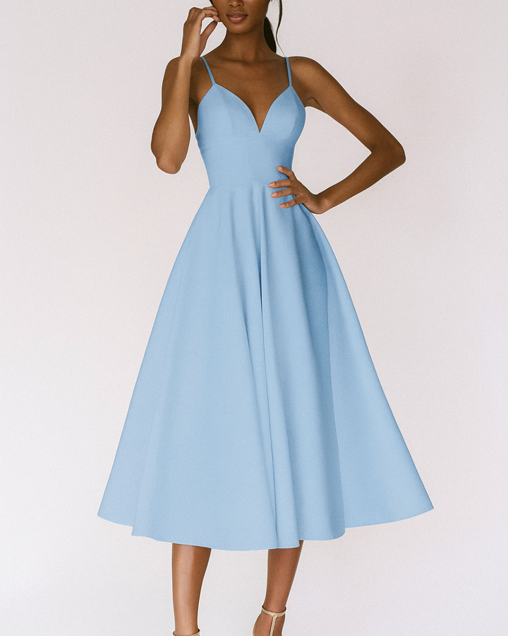 Damen Träger Midi Kleid für w kolorze Niebieski