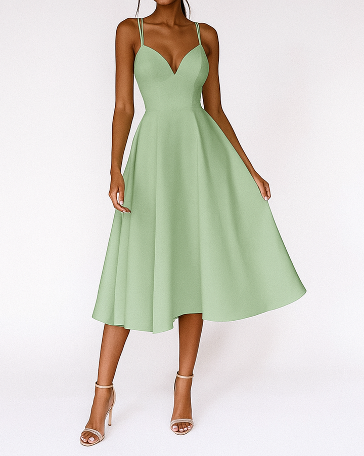 Damen Träger Midi Kleid für w kolorze Zielony