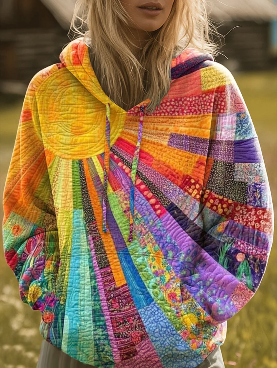 Damska bluza w stylu boho w kolorze Wielokolorowy