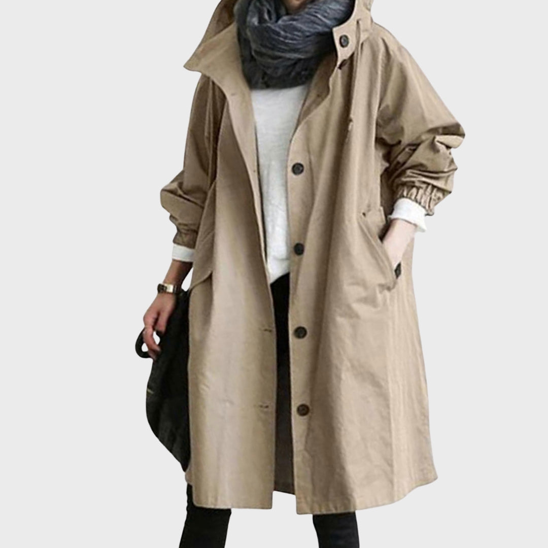 Damska elegancka kurtka wodoodporna przejściowa w kolorze Khaki