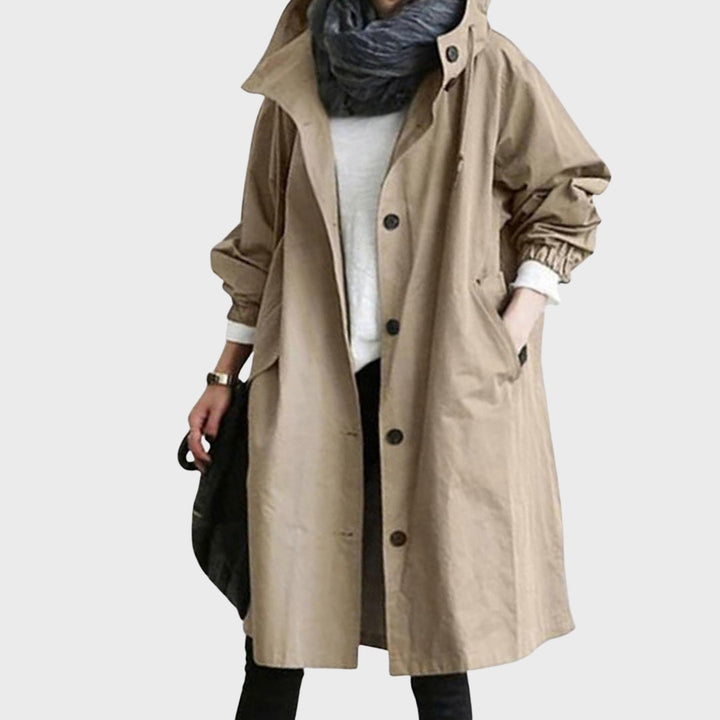 Damska elegancka kurtka wodoodporna przejściowa w kolorze Khaki
