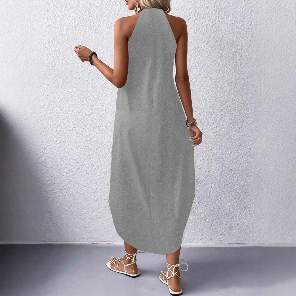 Damska sukienka halter maxi na lato (3)