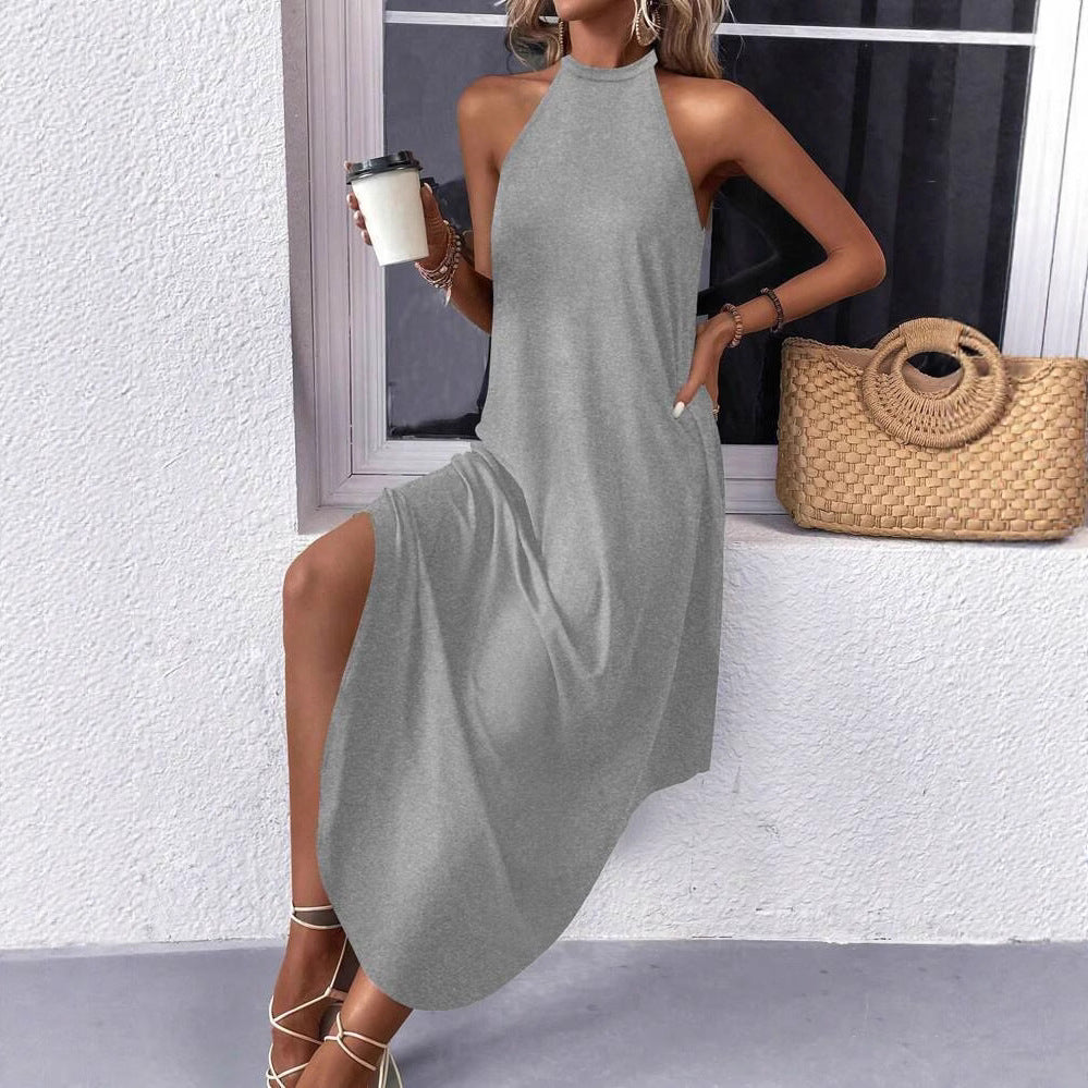 Damska sukienka halter maxi na lato (4)