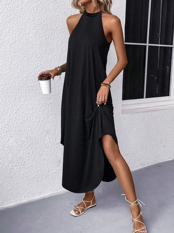 Damska sukienka halter maxi na lato w kolorze Czarny