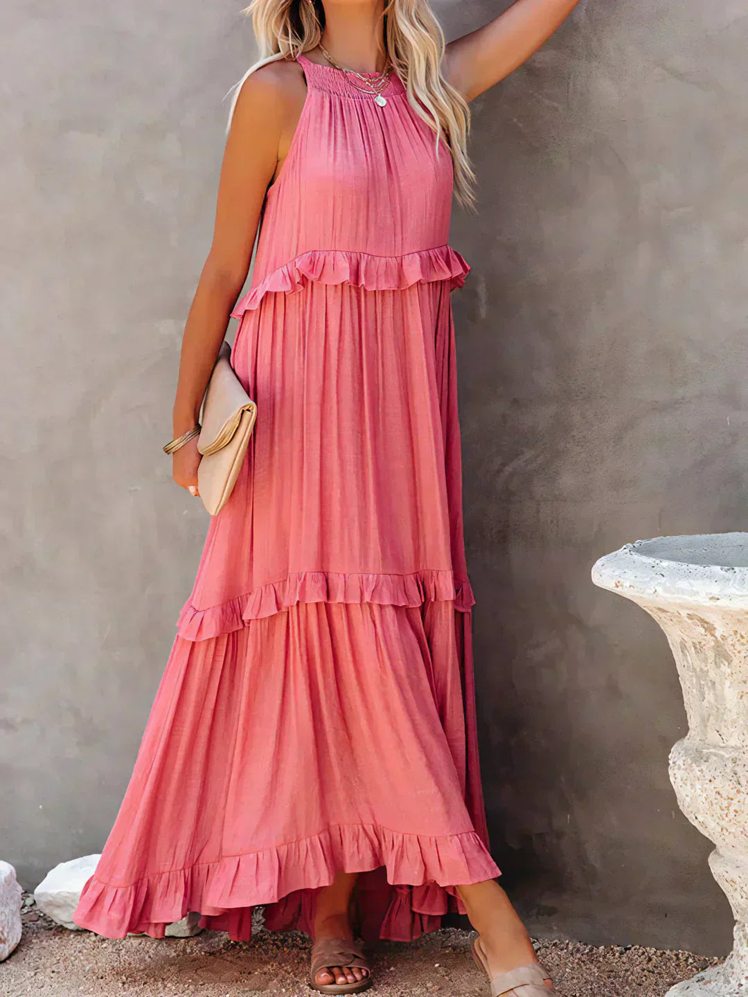 Damska sukienka maxi w stylu boho na lato w kolorze Czerwony 3