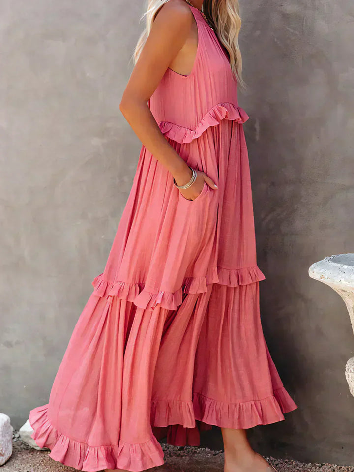 Damska sukienka maxi w stylu boho na lato w kolorze Czerwony 4