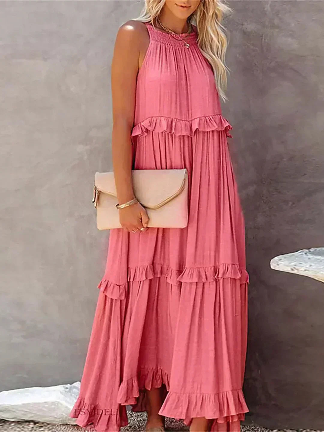 Damska sukienka maxi w stylu boho na lato w kolorze Czerwony 5