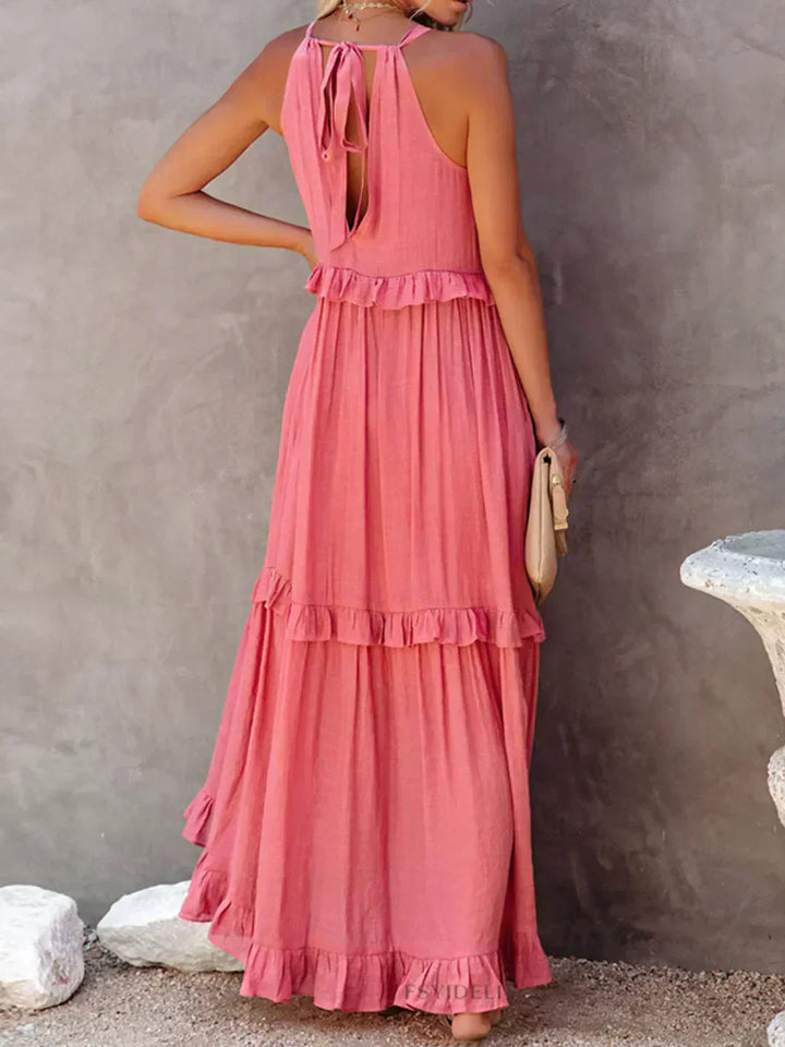 Damska sukienka maxi w stylu boho na lato w kolorze Różowy 2