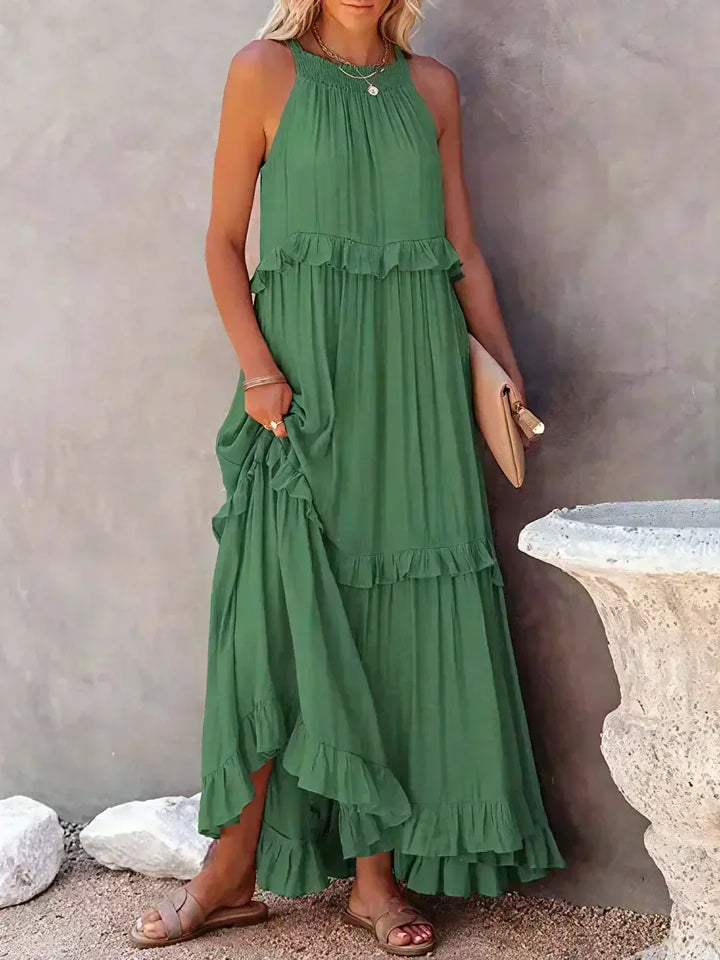 Damska sukienka maxi w stylu boho na lato w kolorze Zielony 1