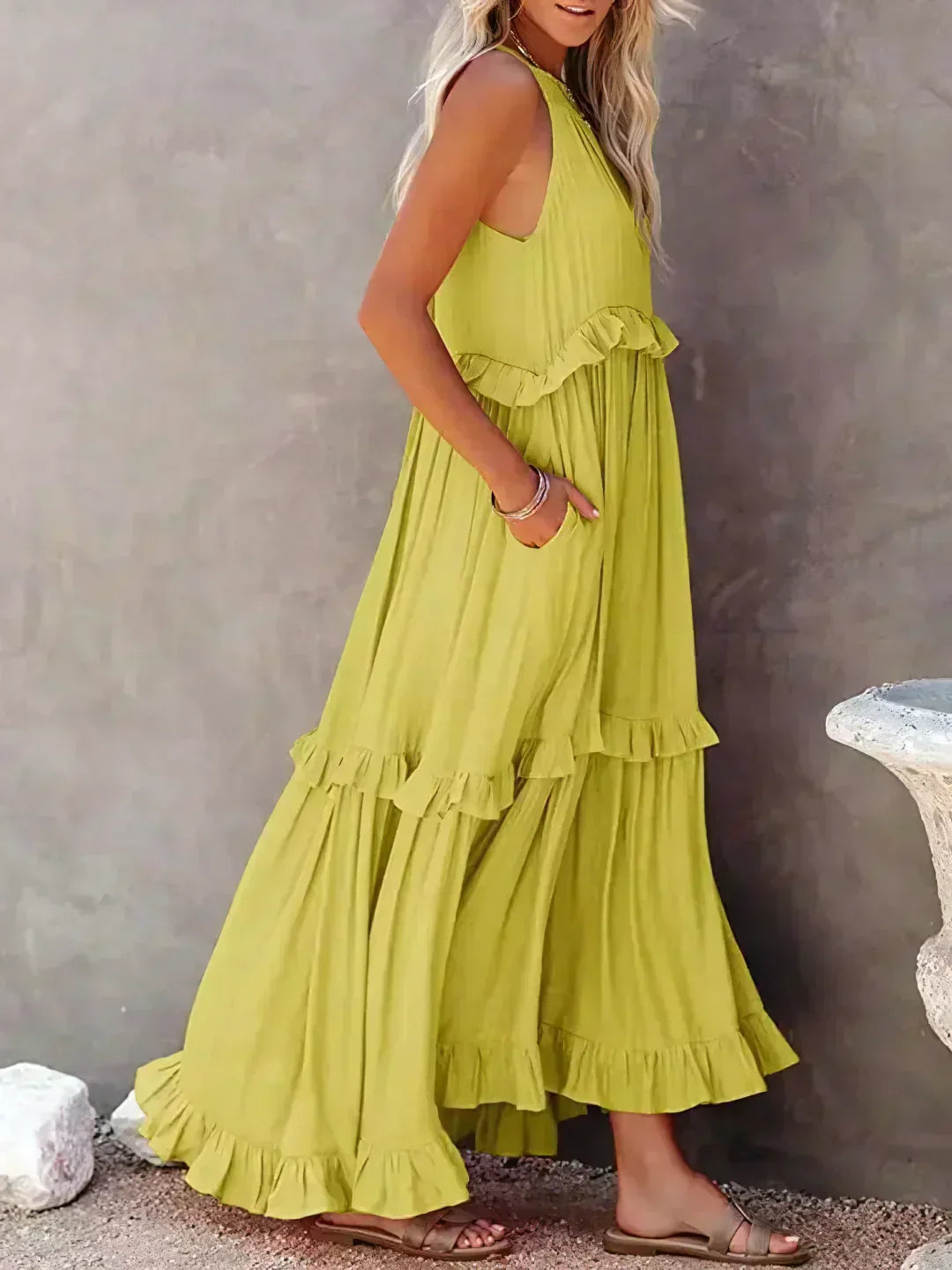 Damska sukienka maxi w stylu boho na lato w kolorze Żółty 2