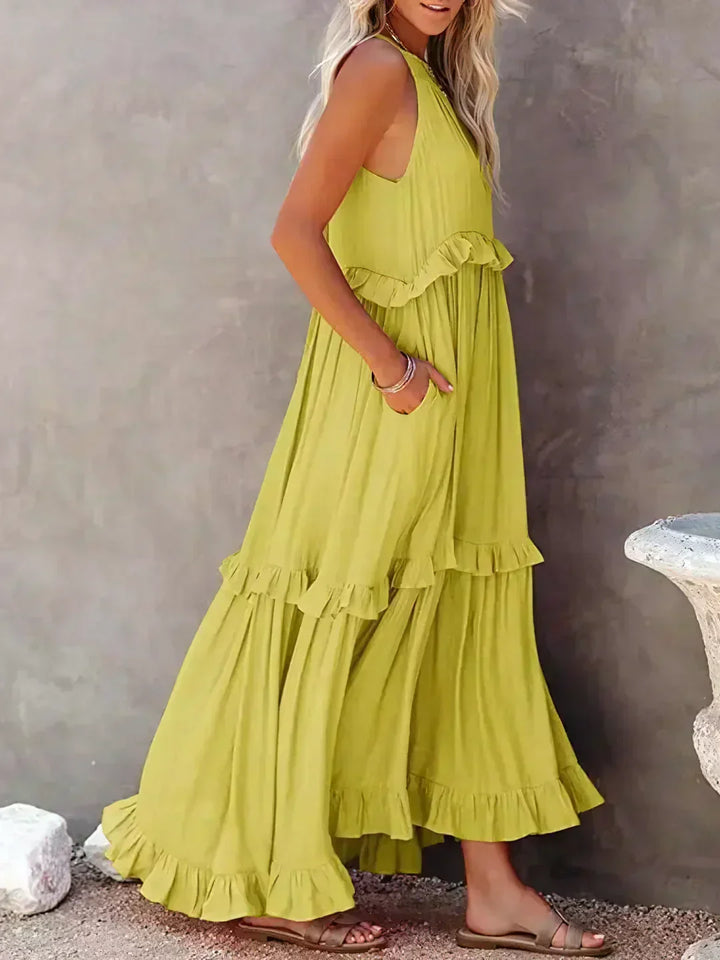 Damska sukienka maxi w stylu boho na lato w kolorze Żółty 2