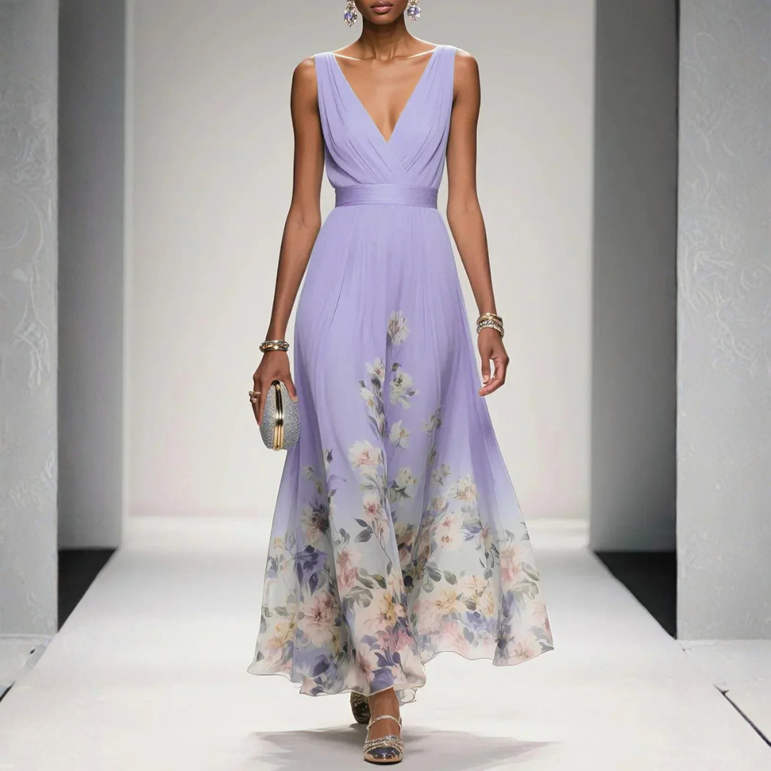Damska sukienka maxi w stylu boho na wesele w kolorze Fioletowy