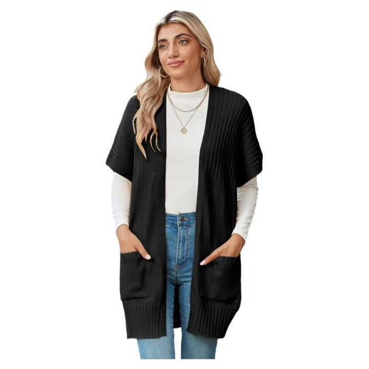 Damski elegancki lekki rozpinany kardigan w kolorze Czarny
