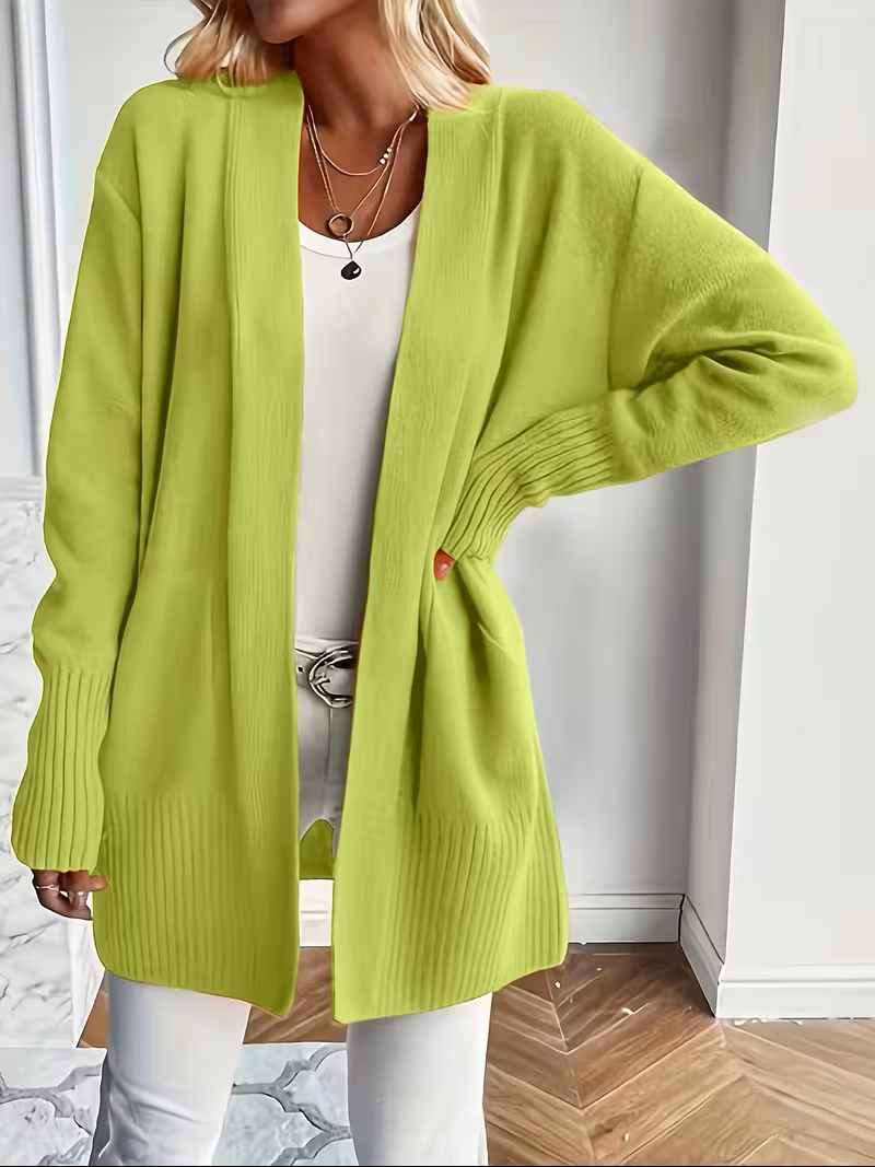 Damski Elegancki Rozpinany Kardigan w kolorze Greenish Yellow