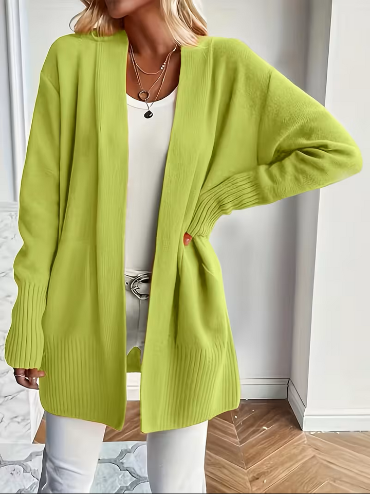Damski Elegancki Rozpinany Kardigan w kolorze Greenish Yellow