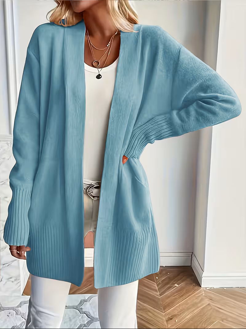 Damski Elegancki Rozpinany Kardigan w kolorze Peacock Blue