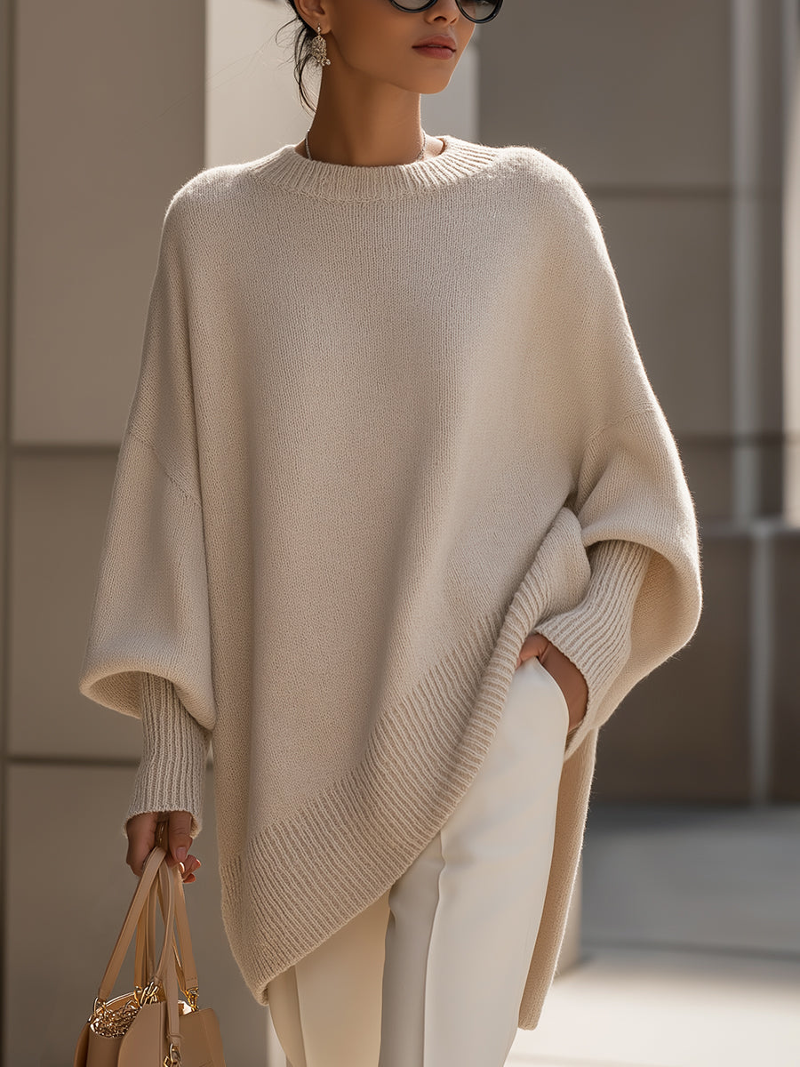 Damski Pullover Elegancki Minimalistyczny w kolorze Beżowy