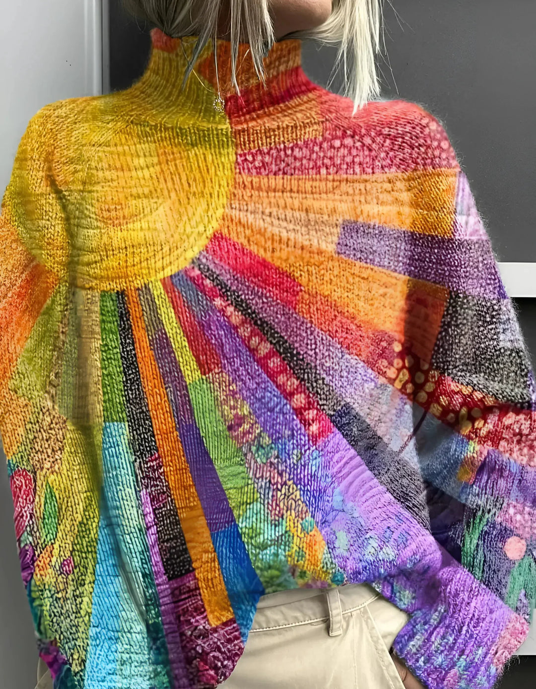 Damski Pullover Miękki Oddychający w kolorze Wielokolorowy