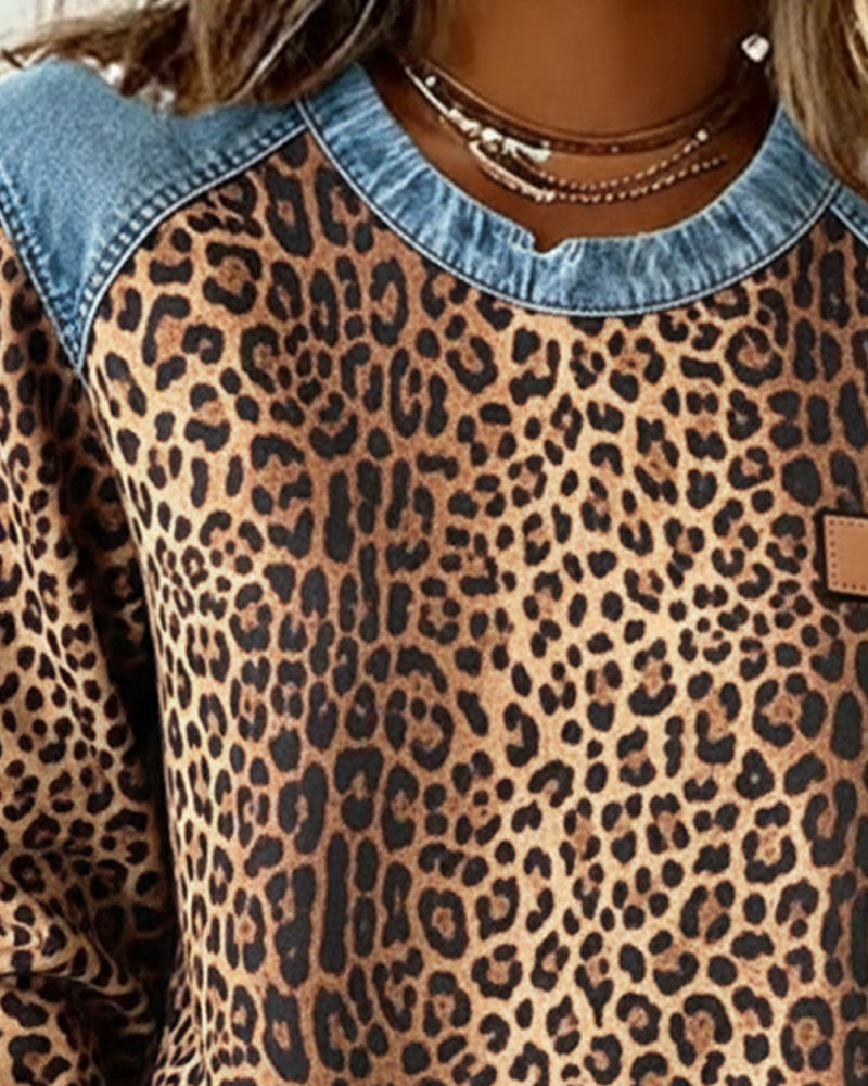 Damski pullover patchwork z panterką (2)