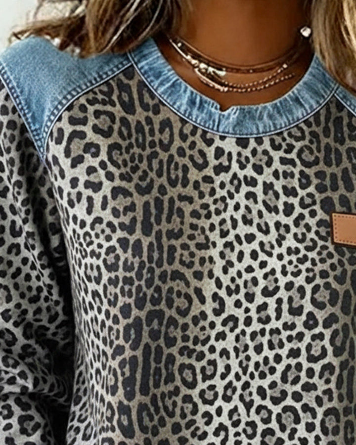 Damski pullover patchwork z panterką (5)