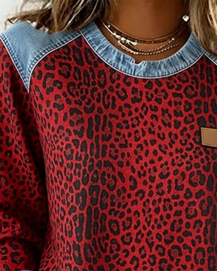 Damski pullover patchwork z panterką (8)