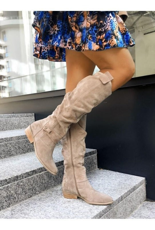 Damskie eleganckie buty do kolan w kolorze Szary