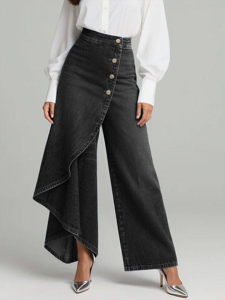 Damskie Jeans Szerokie o Wysokiej Tali w kolorze Czarny