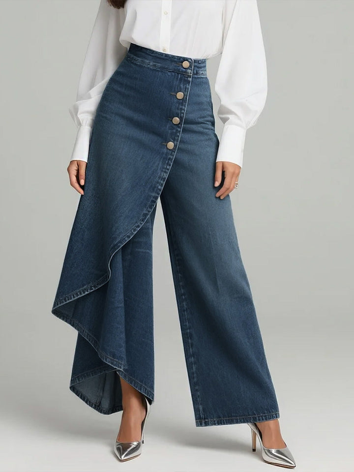 Damskie Jeans Szerokie o Wysokiej Tali w kolorze Granatowy